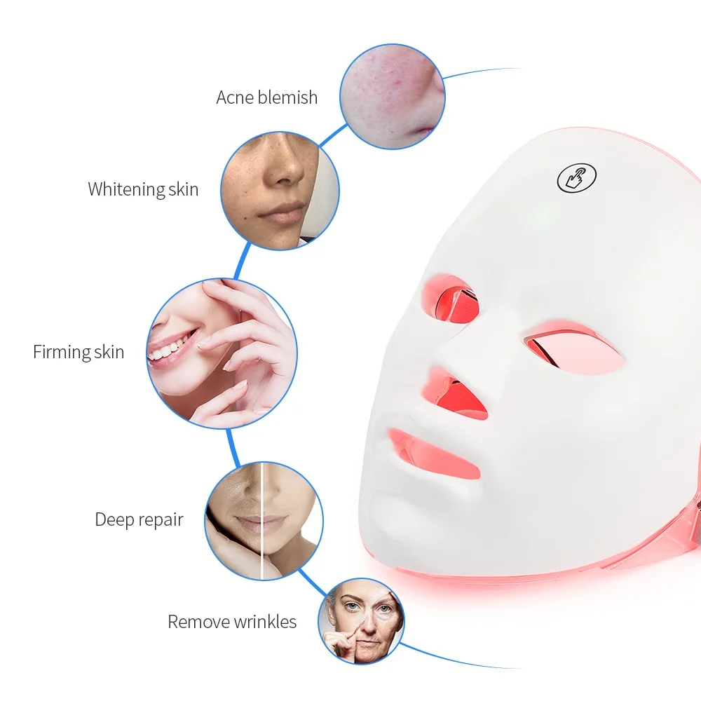 Masque LED sans fil 7 couleurs masque facial LED Photon peau raffermissant Anti-âge rajeunissement masque de beauté Machine – Image 3