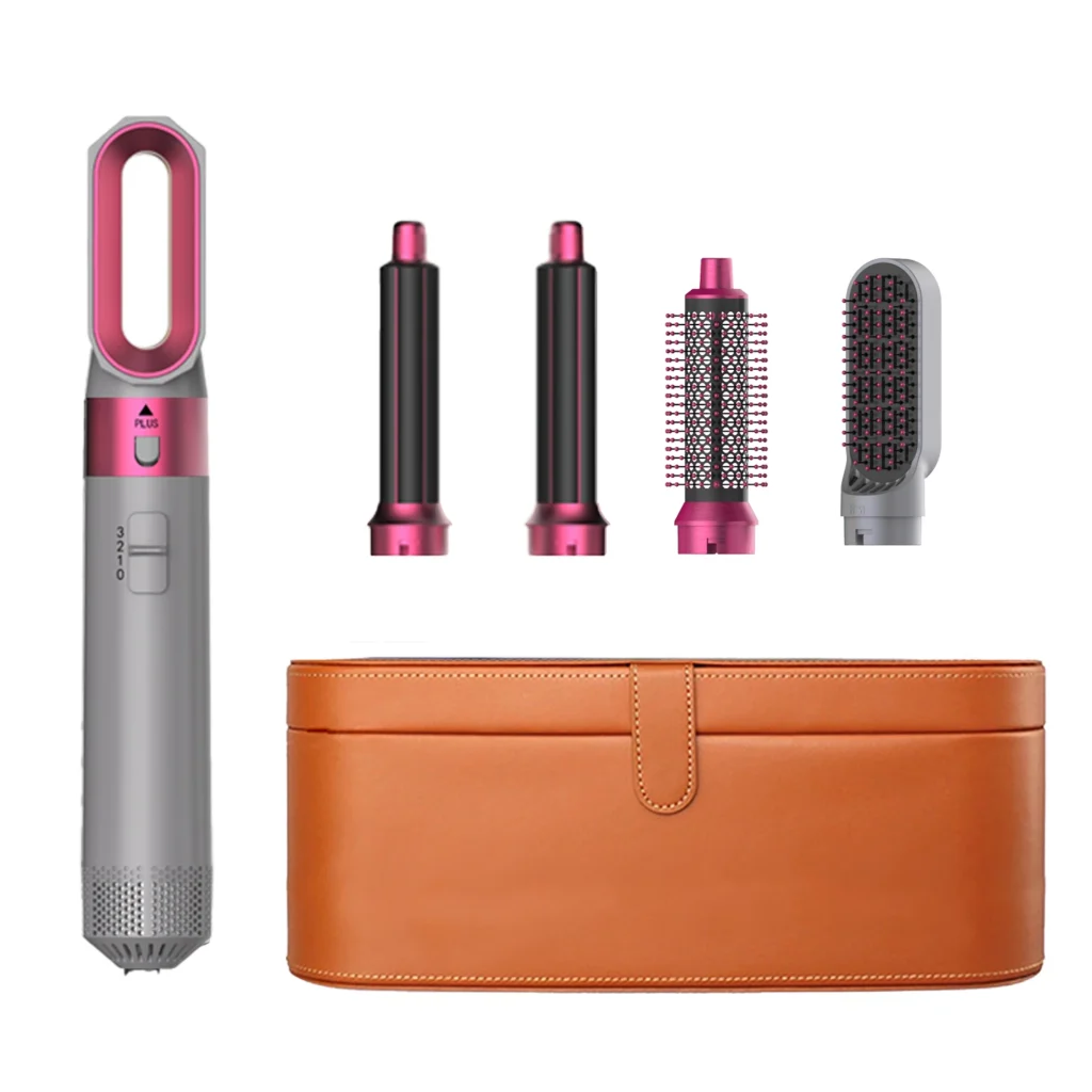 Sèche-cheveux et brosse soufflante 5 en 1 avec fer à boucler et lisseur – Pour séchage, bouclage, lissage et coiffage rapides