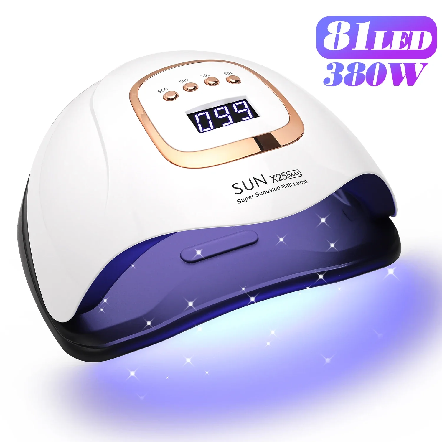 Lampe UV SUN X25MAX 81 LED pour le séchage rapide des ongles, compatible avec tous les vernis gel. Séchage UV professionnel et puissant pour manucure en salon.