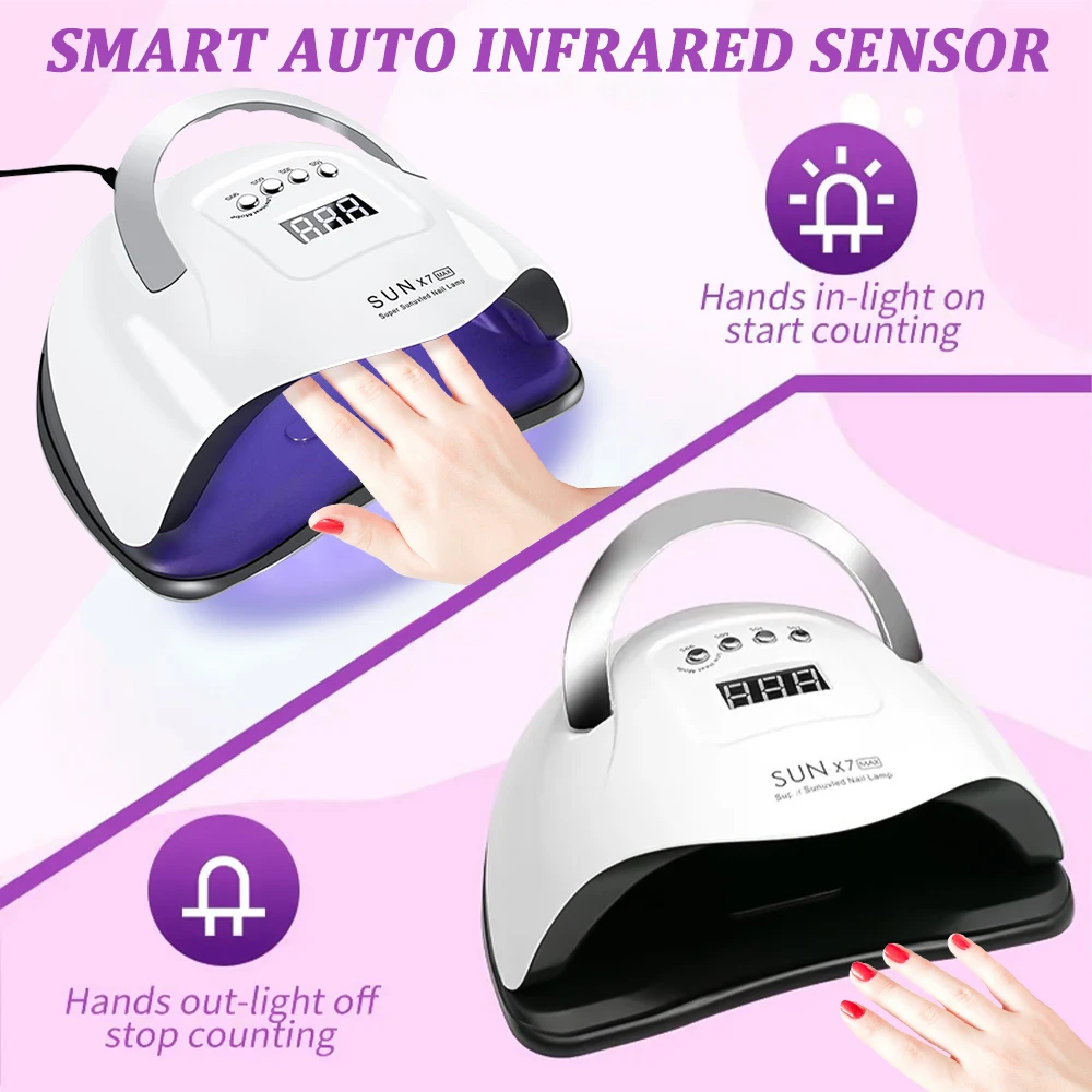 Lampe UV LED SUN X7 MAX DE 57 LEDS puissante pour ongles, idéale pour le séchage de tous les vernis gel. Grand écran inclus. Équipement professionnel pour manucure. Lampe de séchage. – Image 4