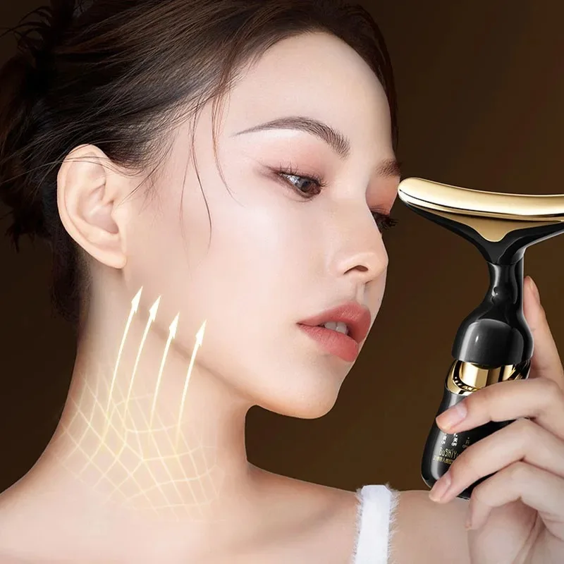 Appareil de lifting facial 3 en 1 : massage du cou, du visage et des yeux, amincissement du visage, EMS, beauté, raffermissement de la peau, rides, massage anti-âge – Image 3