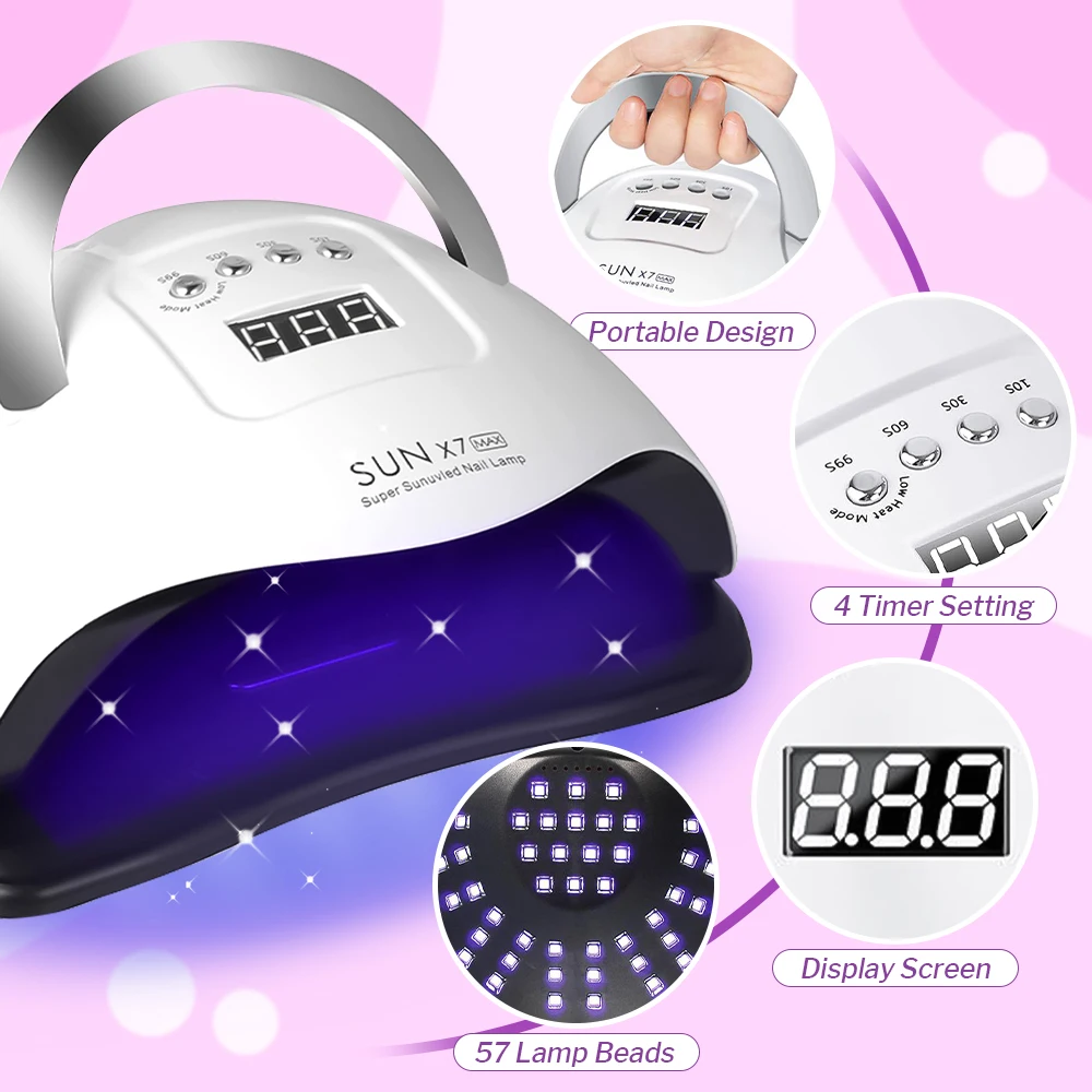Lampe UV LED SUN X7 MAX DE 57 LEDS puissante pour ongles, idéale pour le séchage de tous les vernis gel. Grand écran inclus. Équipement professionnel pour manucure. Lampe de séchage. – Image 6