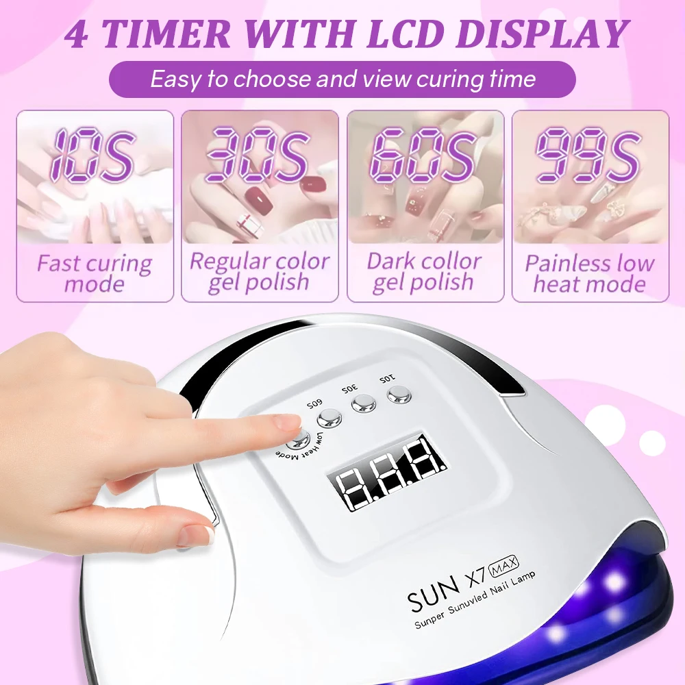 Lampe UV LED SUN X7 MAX DE 57 LEDS puissante pour ongles, idéale pour le séchage de tous les vernis gel. Grand écran inclus. Équipement professionnel pour manucure. Lampe de séchage. – Image 2